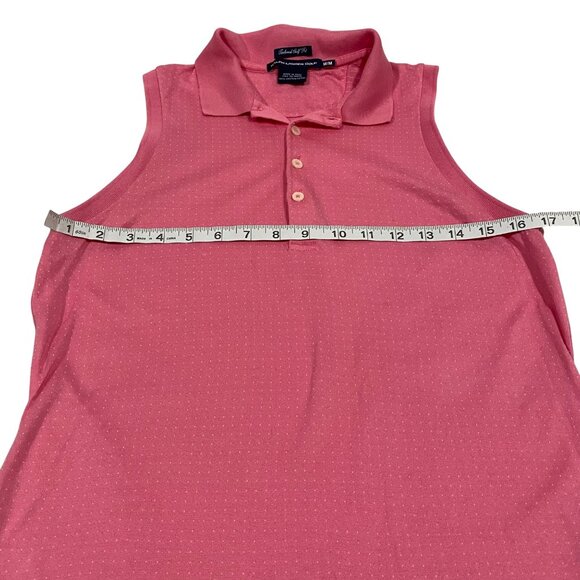 Ralph Lauren Golf Pink White Polka Dot Sleeveless Tailored Golf Fit Polo Shirt M - Picture 5 of 6
